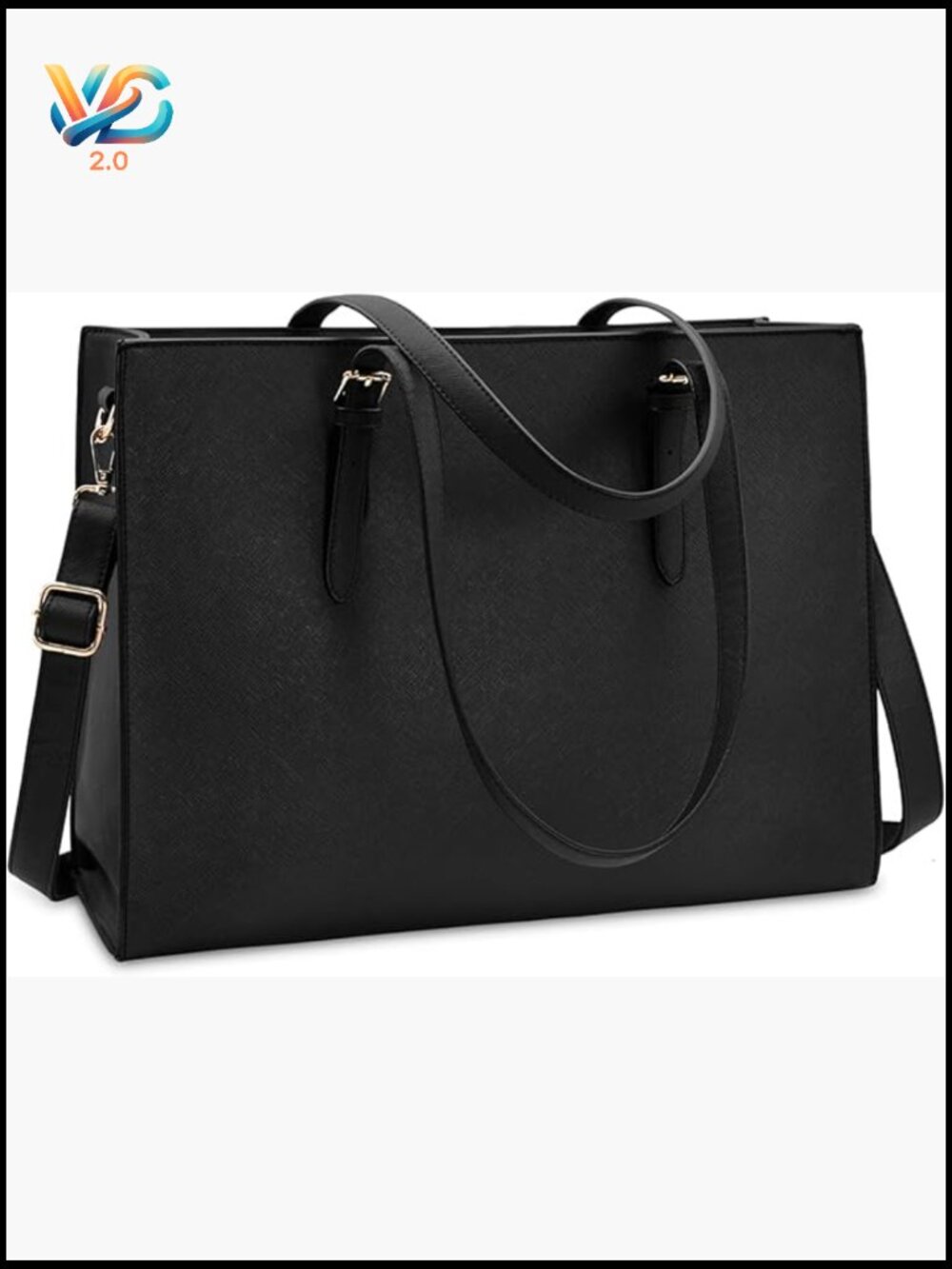 Vegan Leather 15.6" Laptop Tote Bag Professional Briefcase 3-in-1 Carry
